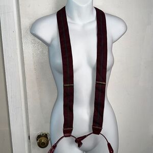 Maroon, Green and Tan Nylon Braces/Suspenders